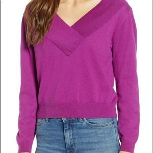 Leith Double V pull over sweater top purple 8302 S